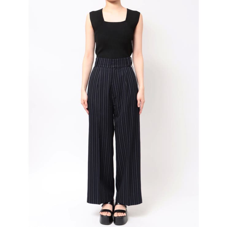 美品【MURUA】 ビジューラインパンツ ブラック ムルーア MURUA ビジューラインパンツ （ブラック） -靴