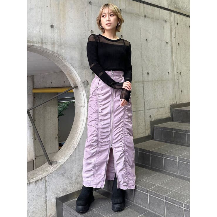 ファスナースリットギャザースカート[品番：MKSW0062902]｜MURUA