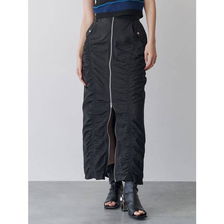 ファスナースリットギャザースカート[品番：MKSW0062902]｜MURUA