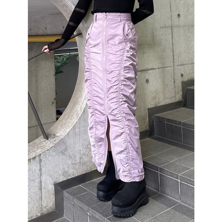 ピンク | ファスナースリットギャザースカート | MURUA