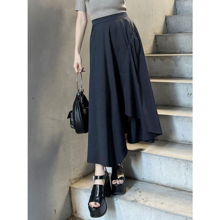 ブラック | イレヘムギャザーアシメスカート | MURUA