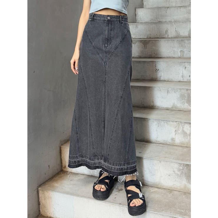 パターンデザインデニムロングスカート | MURUA | 詳細画像1 