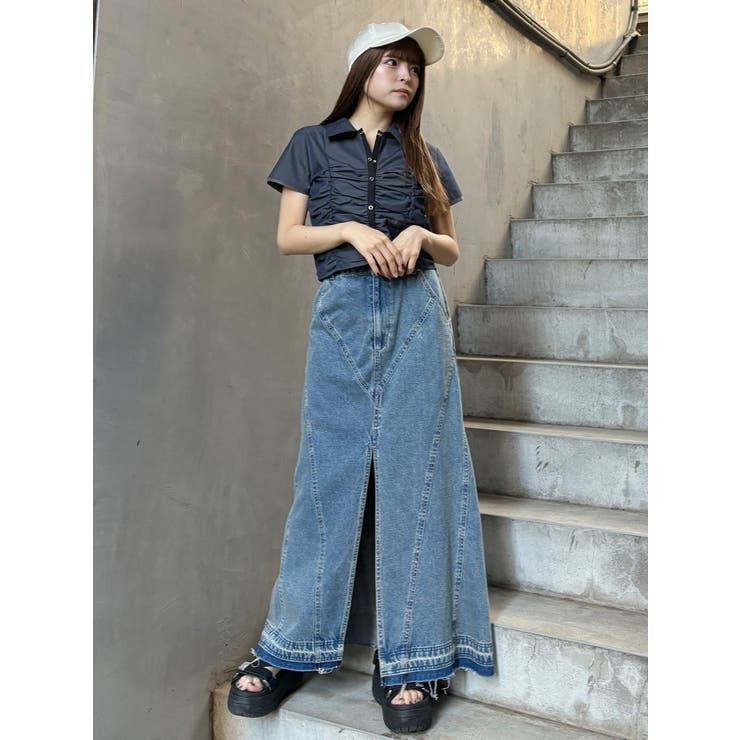 パターンデザインデニムロングスカート | MURUA | 詳細画像12 