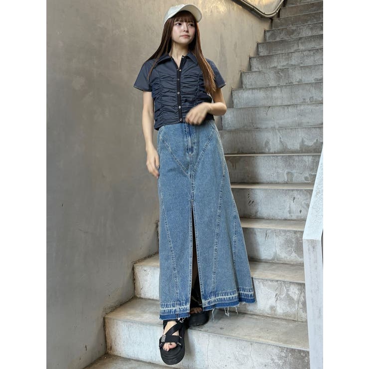 パターンデザインデニムロングスカート | MURUA | 詳細画像13 