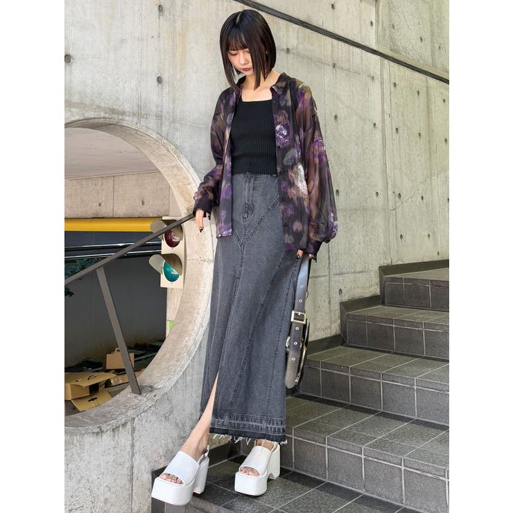 パターンデザインデニムロングスカート | MURUA | 詳細画像14 