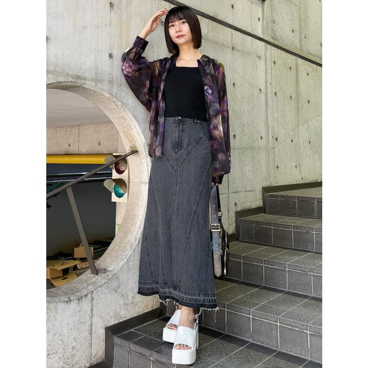 パターンデザインデニムロングスカート | MURUA | 詳細画像15 