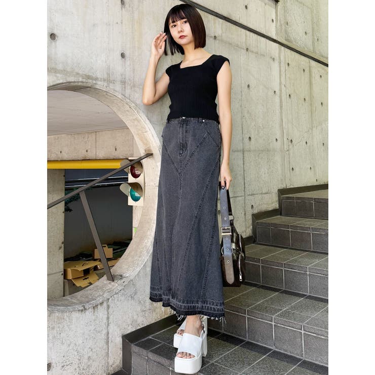 パターンデザインデニムロングスカート | MURUA | 詳細画像16 