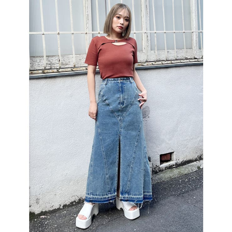 パターンデザインデニムロングスカート | MURUA | 詳細画像17 