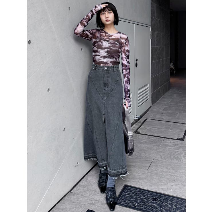 パターンデザインデニムロングスカート | MURUA | 詳細画像19 