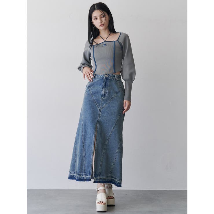 パターンデザインデニムロングスカート | MURUA | 詳細画像3 