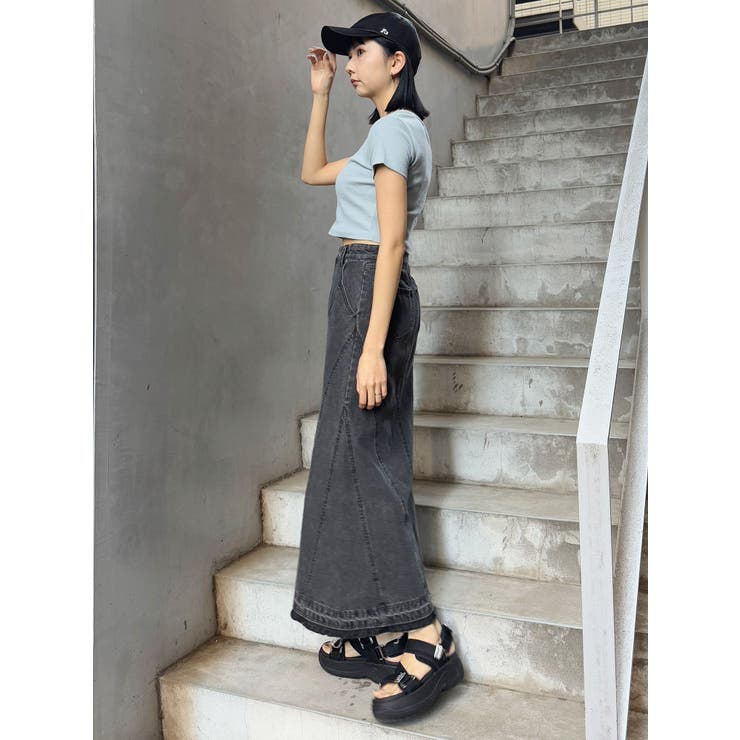 パターンデザインデニムロングスカート | MURUA | 詳細画像7 