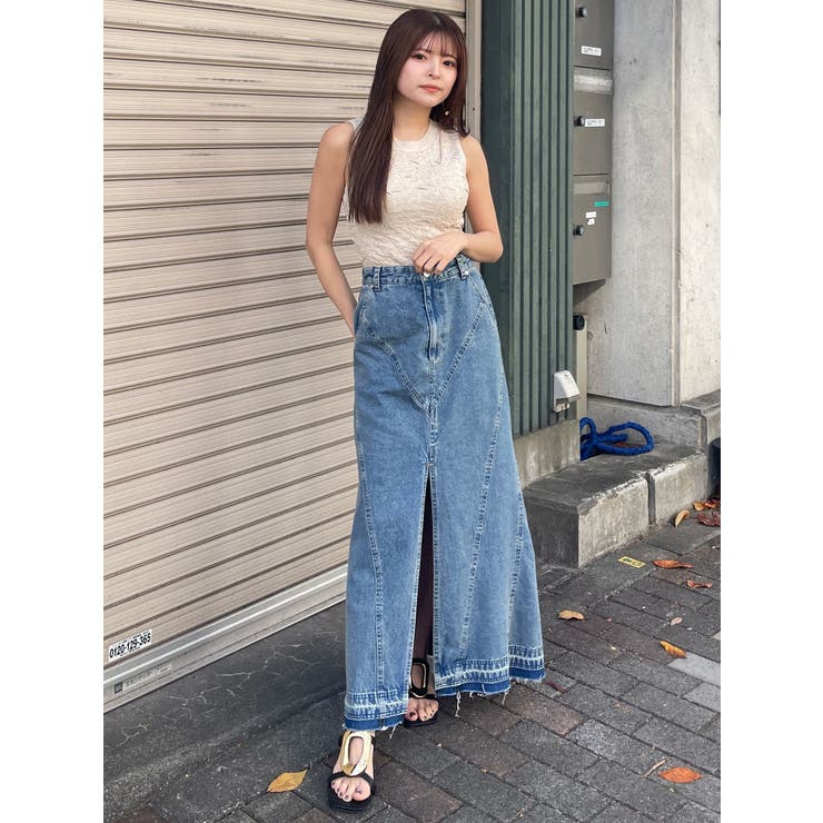 パターンデザインデニムロングスカート | MURUA | 詳細画像9 