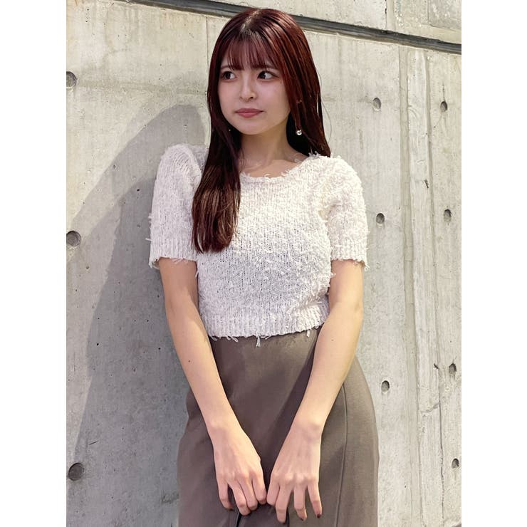 未使用　ヨンファ　リネン　ハーフスリーブ　ニット　ホワイト YONFA / ハーフスリーブコットンニット (white)