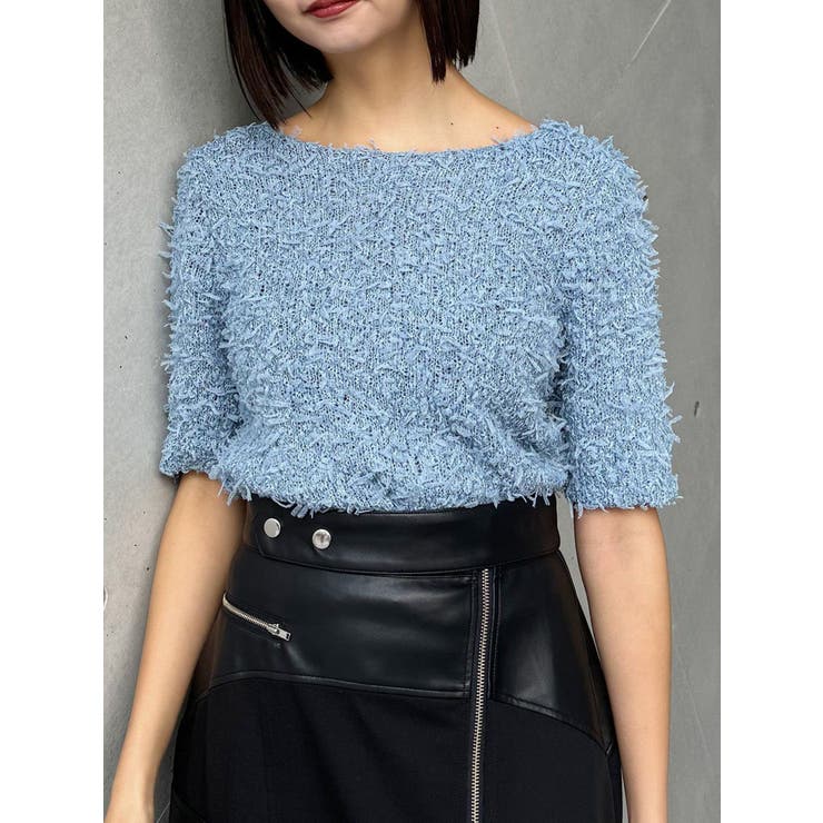 ブルー | テープヤーンハーフスリーブニット | MURUA