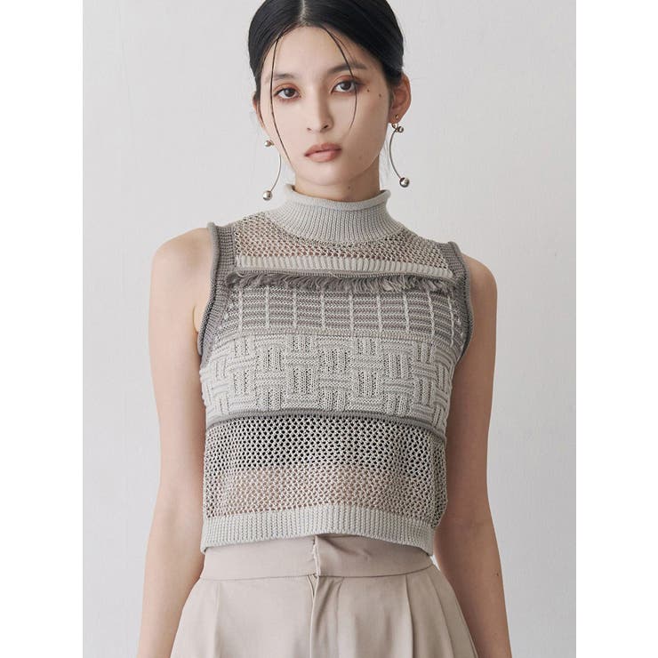 グレー | クロシェフリンジニット | MURUA