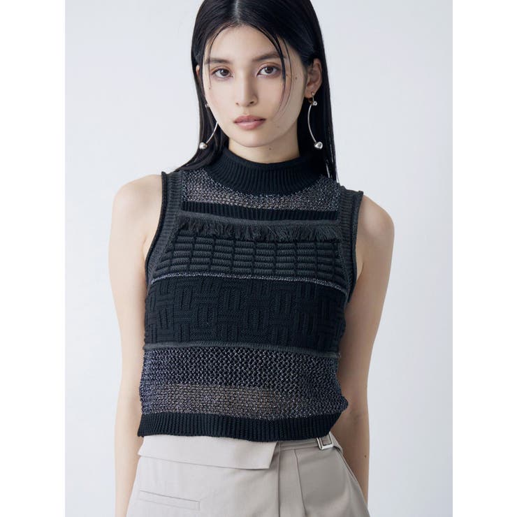 ブラック | クロシェフリンジニット | MURUA