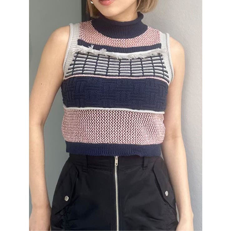 ピンク | クロシェフリンジニット | MURUA