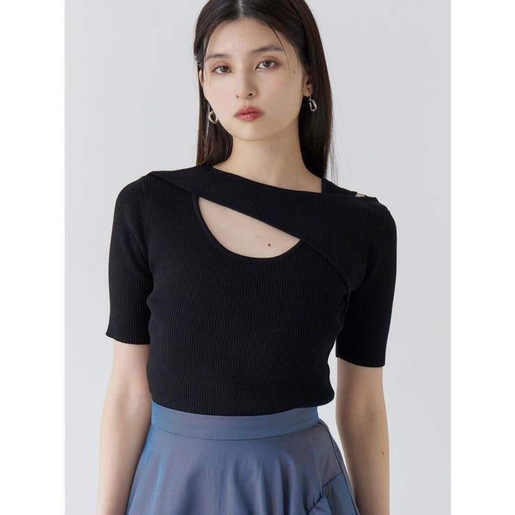 新品　未使用　glamb サマーニット　レーヨン　黒　ステッチ　L 12 セール】透かし編みサマーニット（ニット/セーター）｜GEMEDA