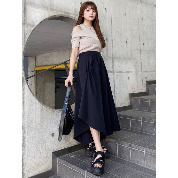 ZIPカシュクールハーフニット[品番：MKSW0064403]｜MURUA
