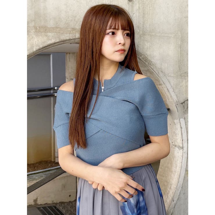 ZIPカシュクールハーフニット[品番：MKSW0064403]｜MURUA