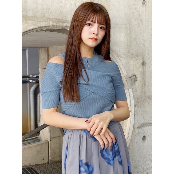 ZIPカシュクールハーフニット[品番：MKSW0064403]｜MURUA