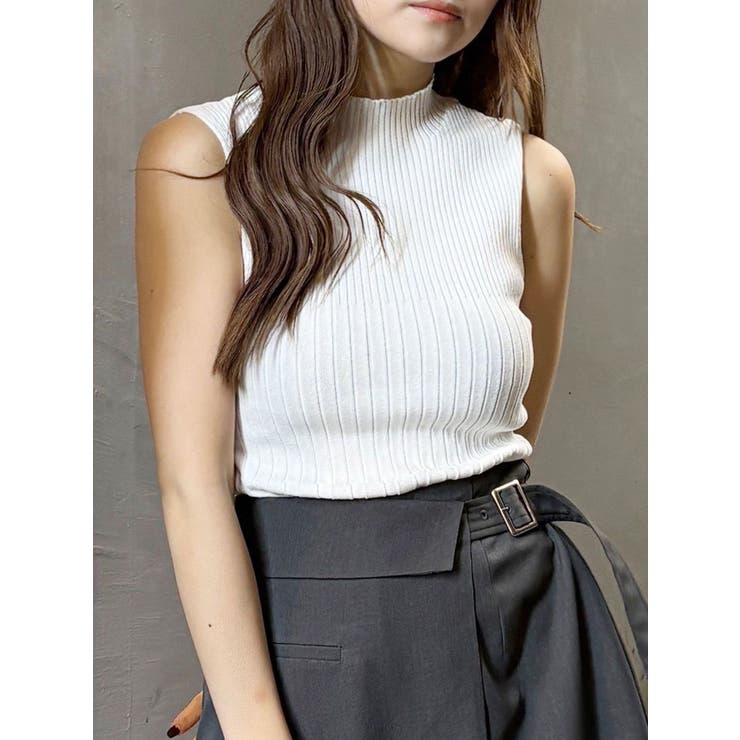 新品未使用タグ付き　LAUREN ノースリーブニット ZOZOTOWN限定》【Louren/ローレン】front button sheer knit