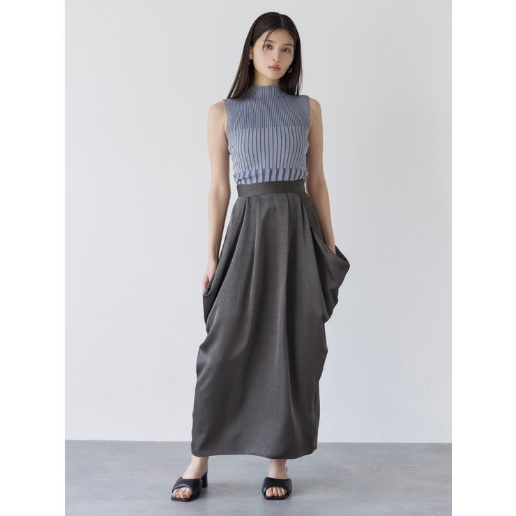 新品 未使用✨ MURUA ブラック ノースリーブ ワイドレッグオールインワン ムルーア MURUA ハイネックノースリーブニット （ブラック