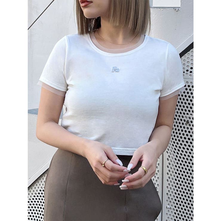 福袋・半額ポスター - クリーニング屋さん専用の通 チュールトリムコンパクトTシャツ[品番：MKSW0064263]｜MURUA トップス