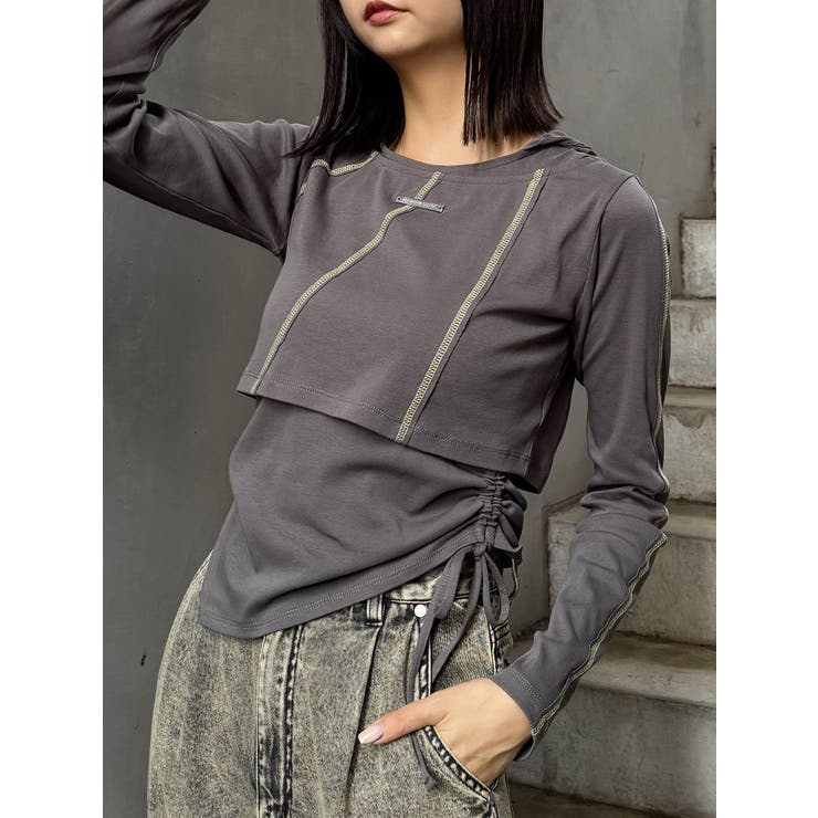 グレー | フーディレイヤードトップス | MURUA