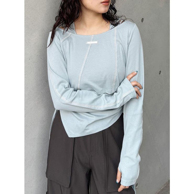 ブルー | フーディレイヤードトップス | MURUA