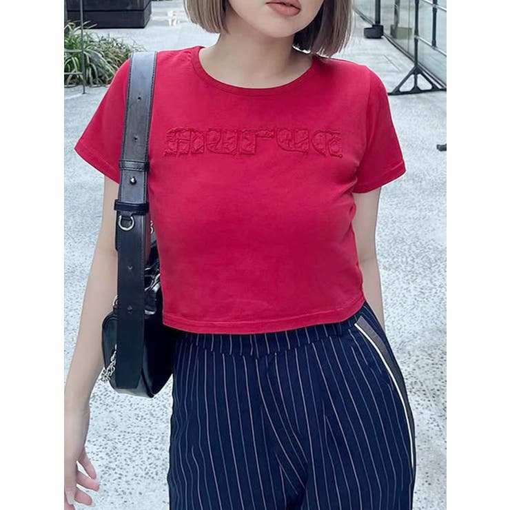 レッド | パッチステッチクロップドT | MURUA