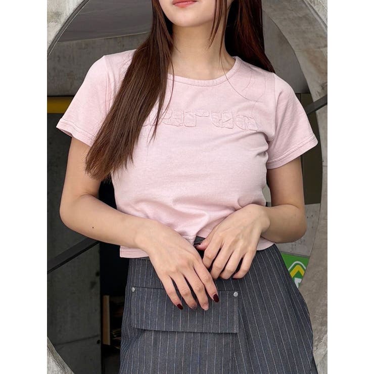 ピンク | パッチステッチクロップドT | MURUA