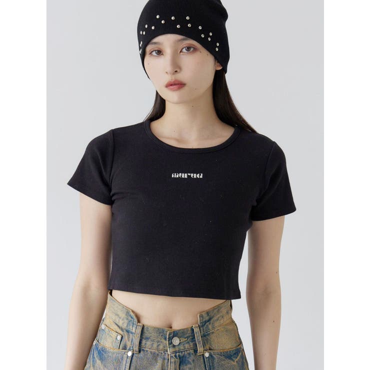 ブラック | テレコロゴクロップドT | MURUA