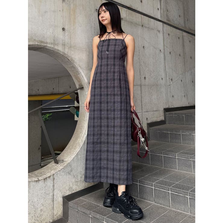 2WAYチェックキャミワンピース[品番：MKSW0064739]｜MURUA