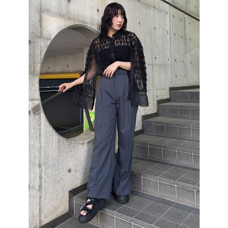 レースクロップド2WAYシアーシャツ[品番：MKSW0063310]｜MURUA