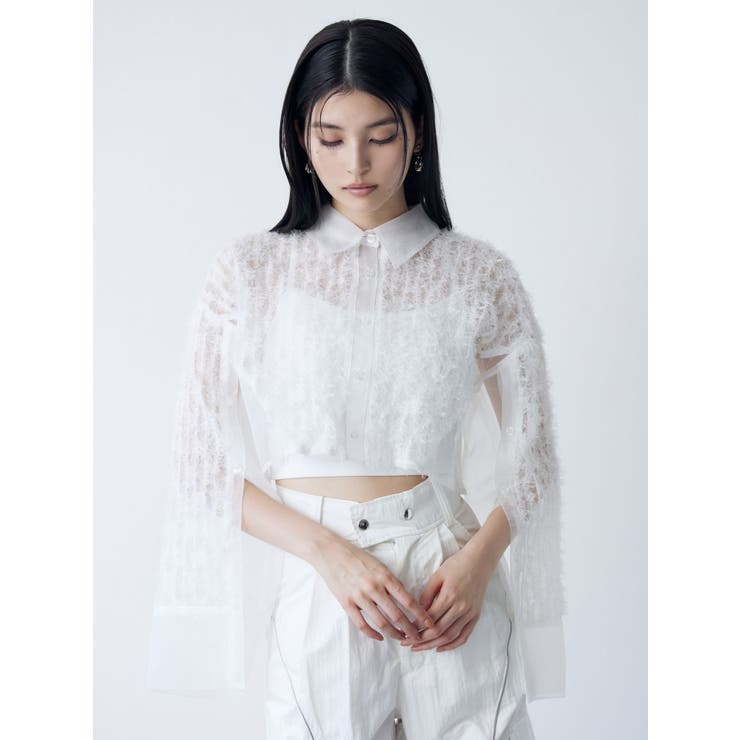 レースクロップド2WAYシアーシャツ | MURUA | 詳細画像3 