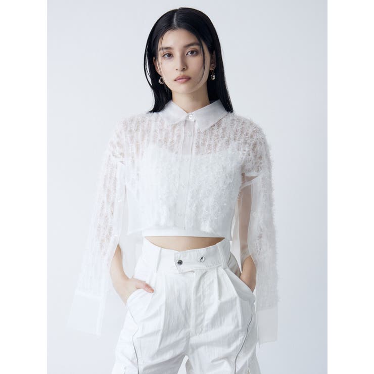 レースクロップド2WAYシアーシャツ | MURUA | 詳細画像4 