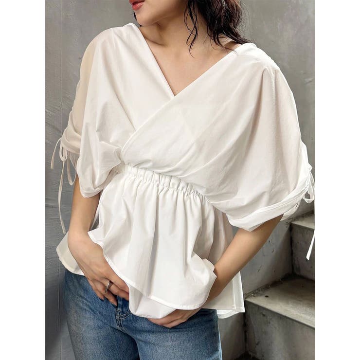 ホワイト | ギャザースリーブブラウス | MURUA