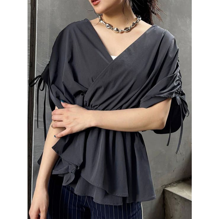 ダークグレー | ギャザースリーブブラウス | MURUA