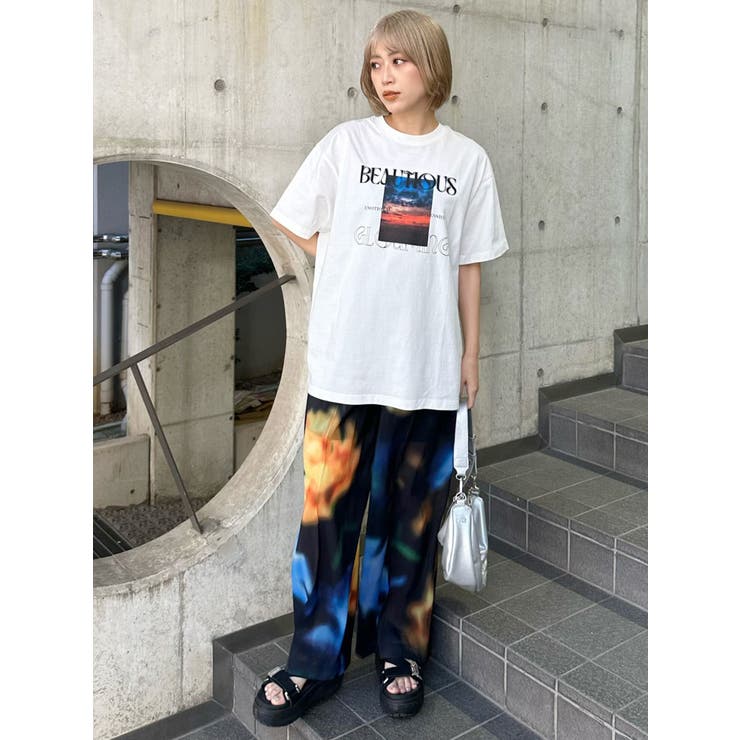B01088 ムルーアMURUAフラワー柄ハイウエストストレッチスキニー