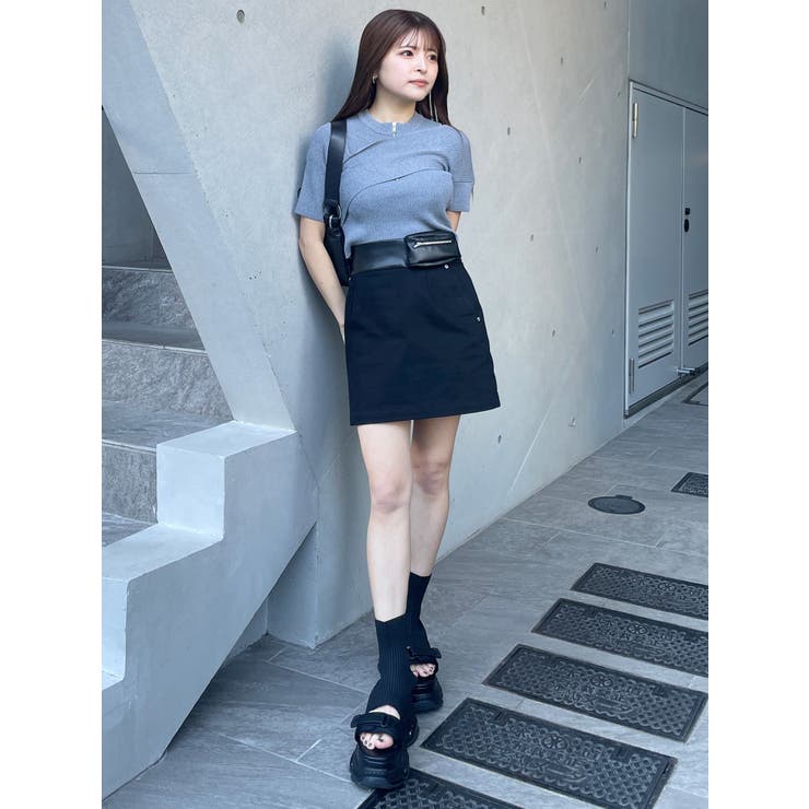 フェイクレザーミニポケットミニスカート[品番：MKSW0064970]｜MURUA