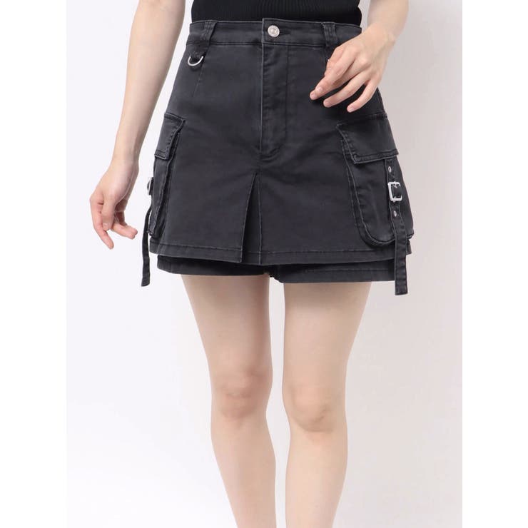 ブラック | ウォッシュカーゴスカートパンツ | MURUA