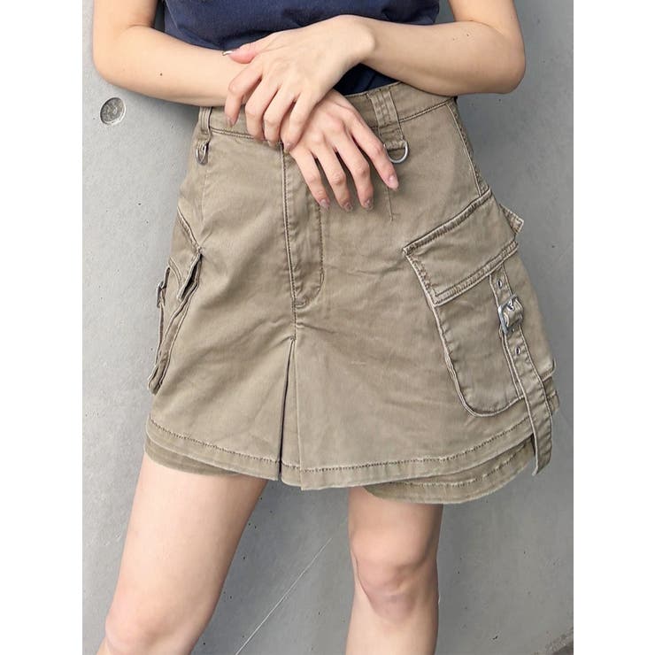 ベージュ | ウォッシュカーゴスカートパンツ | MURUA