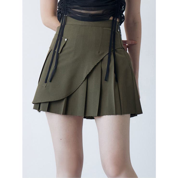 カーキ | カットオフアシメプリーツスカート | MURUA