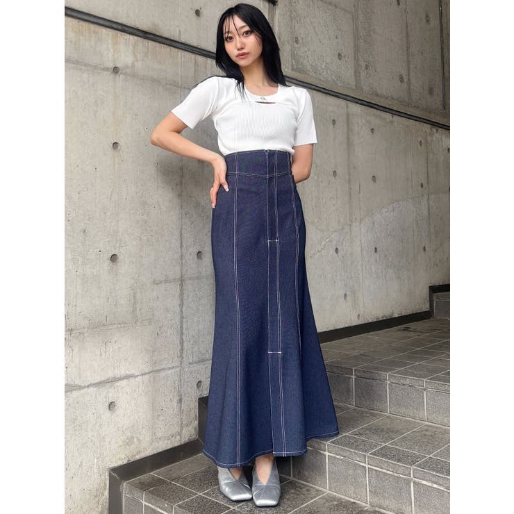 デニムライクステッチスカート[品番：MKSW0064474]｜MURUA（ムルーア