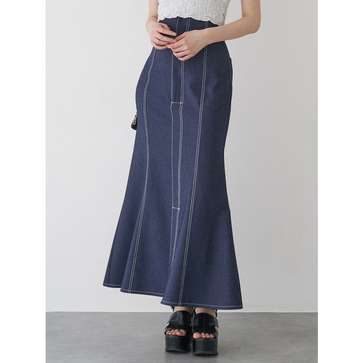 インディゴ | デニムライクステッチスカート | MURUA