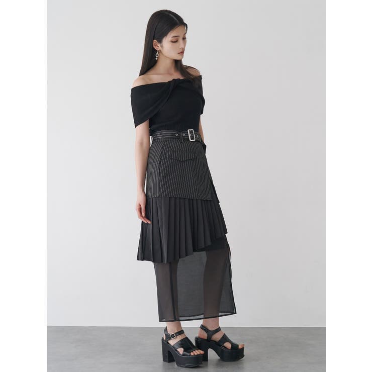 Whim Gazette 黒 オフショルダー半袖ニット♡新品未使用 ウィムガゼット Whim Gazette オフショルニットプルオーバー
