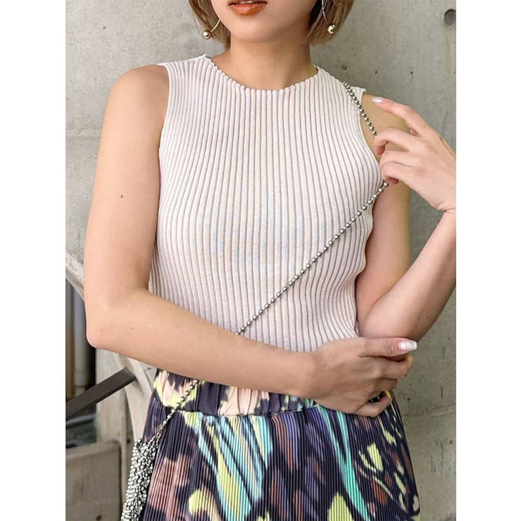 ホワイト | バイカラーリブニットタンク | MURUA