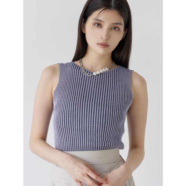 パープル | バイカラーリブニットタンク | MURUA