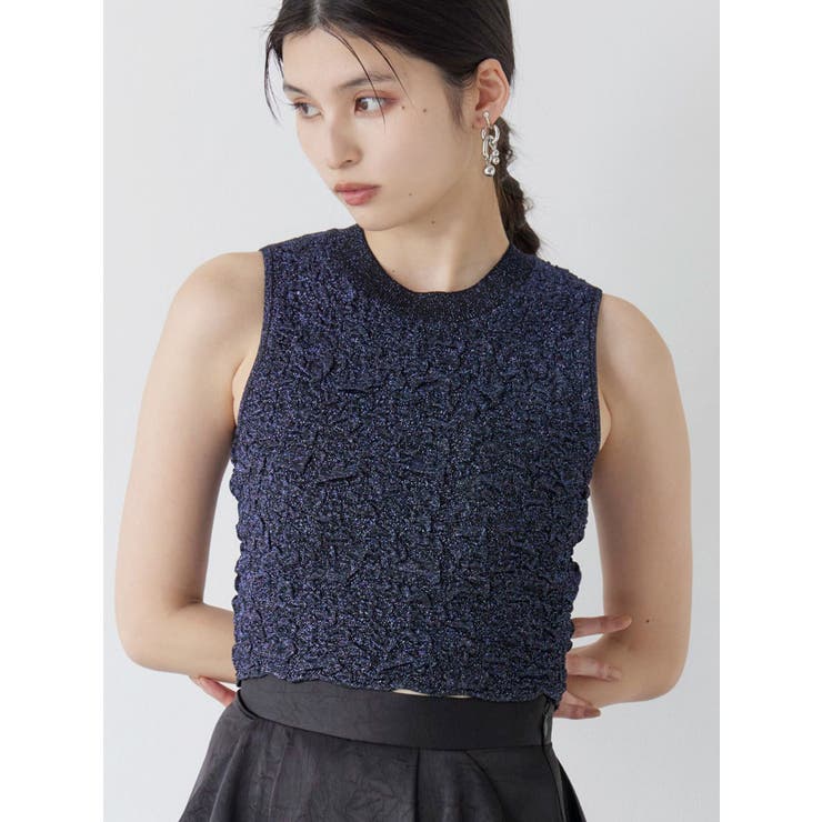 ブラック | ラメジャガードニットタンク | MURUA